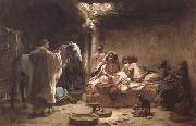 Frederick Arthur Bridgman Interior of an Algerian House,Biskra (mk32) oil painting artist